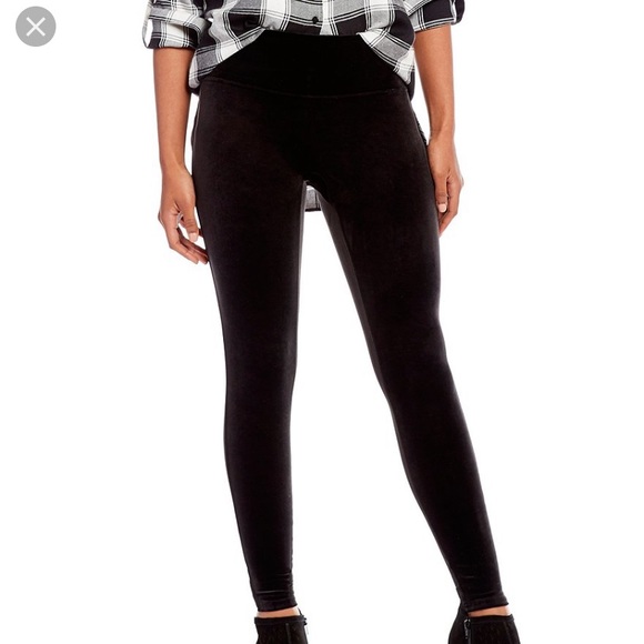 SPANX Ready To WOW Black Velvet Leggings Sz L - Picture 2 of 8